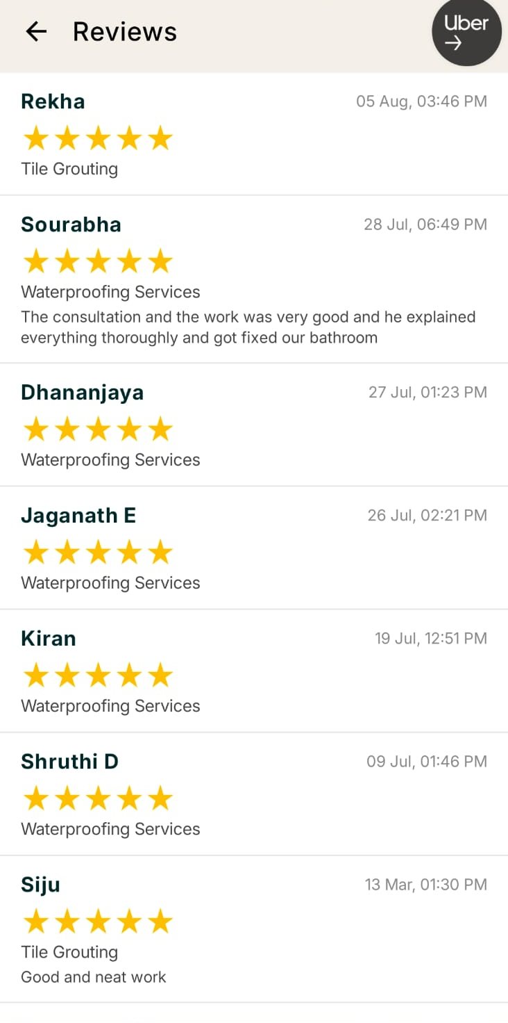 Screenshot of five-star customer reviews