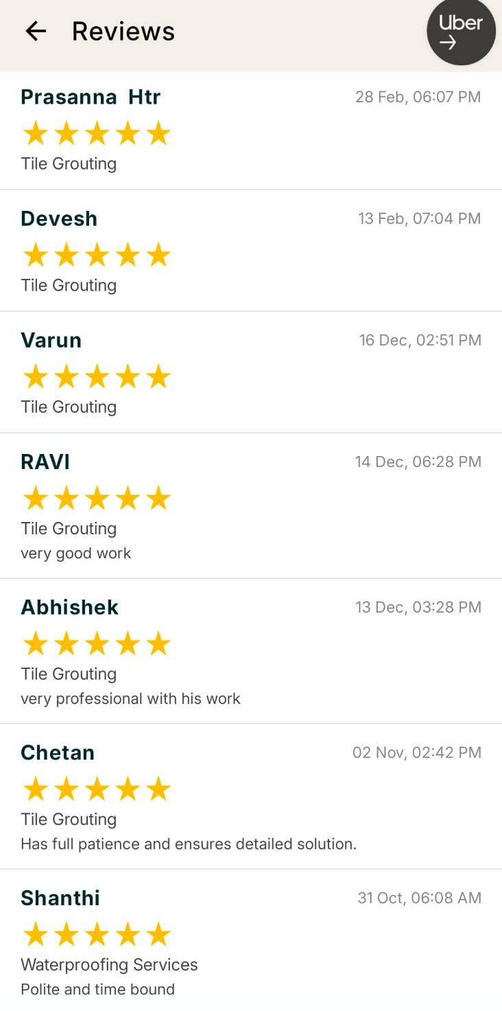 Screenshot of five-star customer reviews